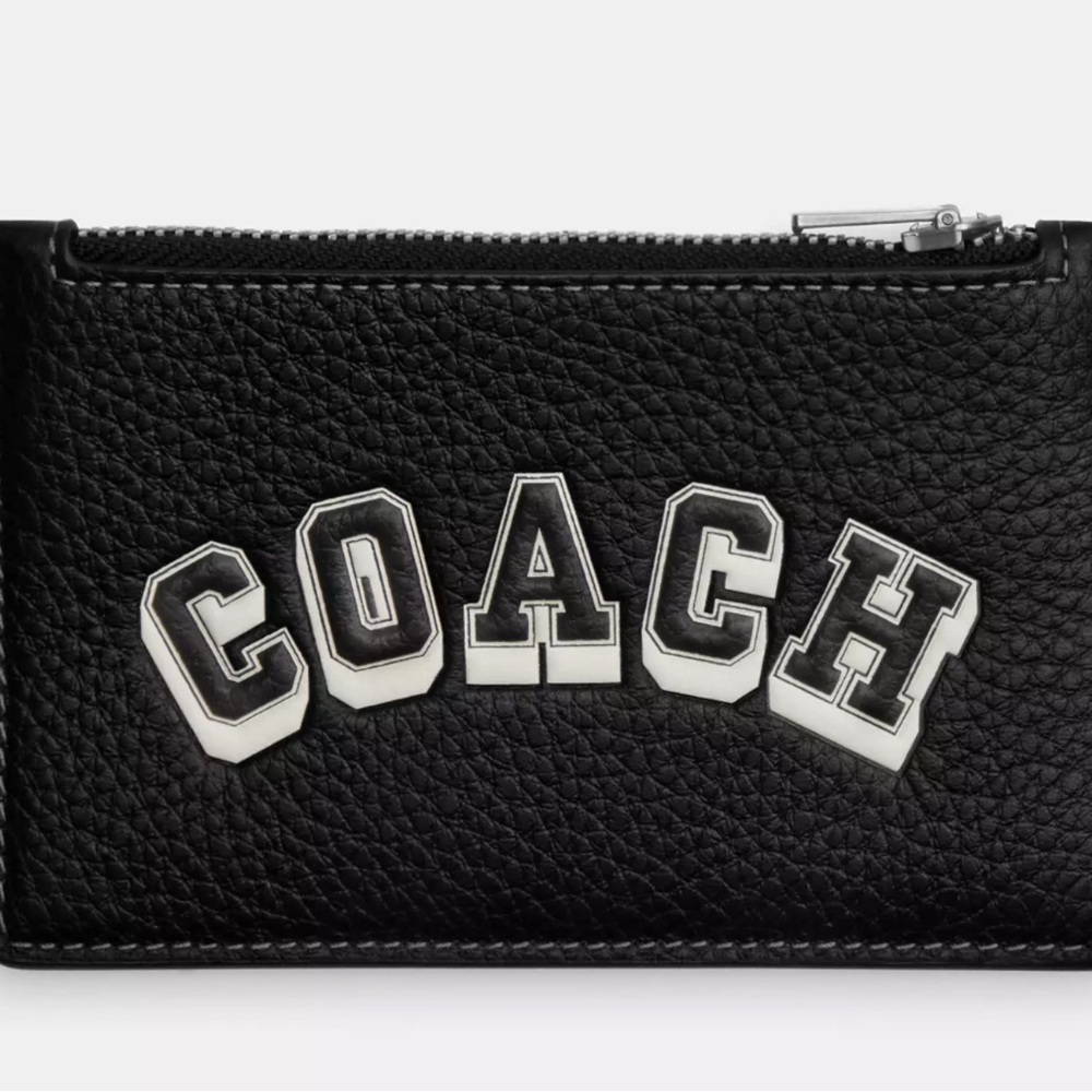 Coach Zip Card Case With Varsity Motif - Picture 1 of 2